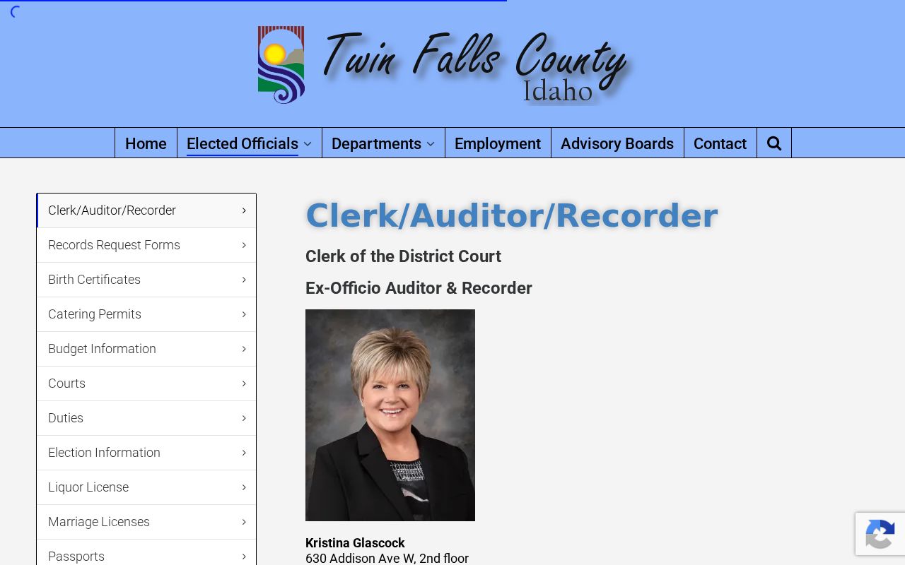 Twin Falls County criminal case records clerk office