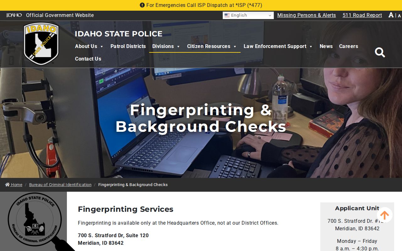 Twin Falls County criminal history Idaho BCI fingerprint checks