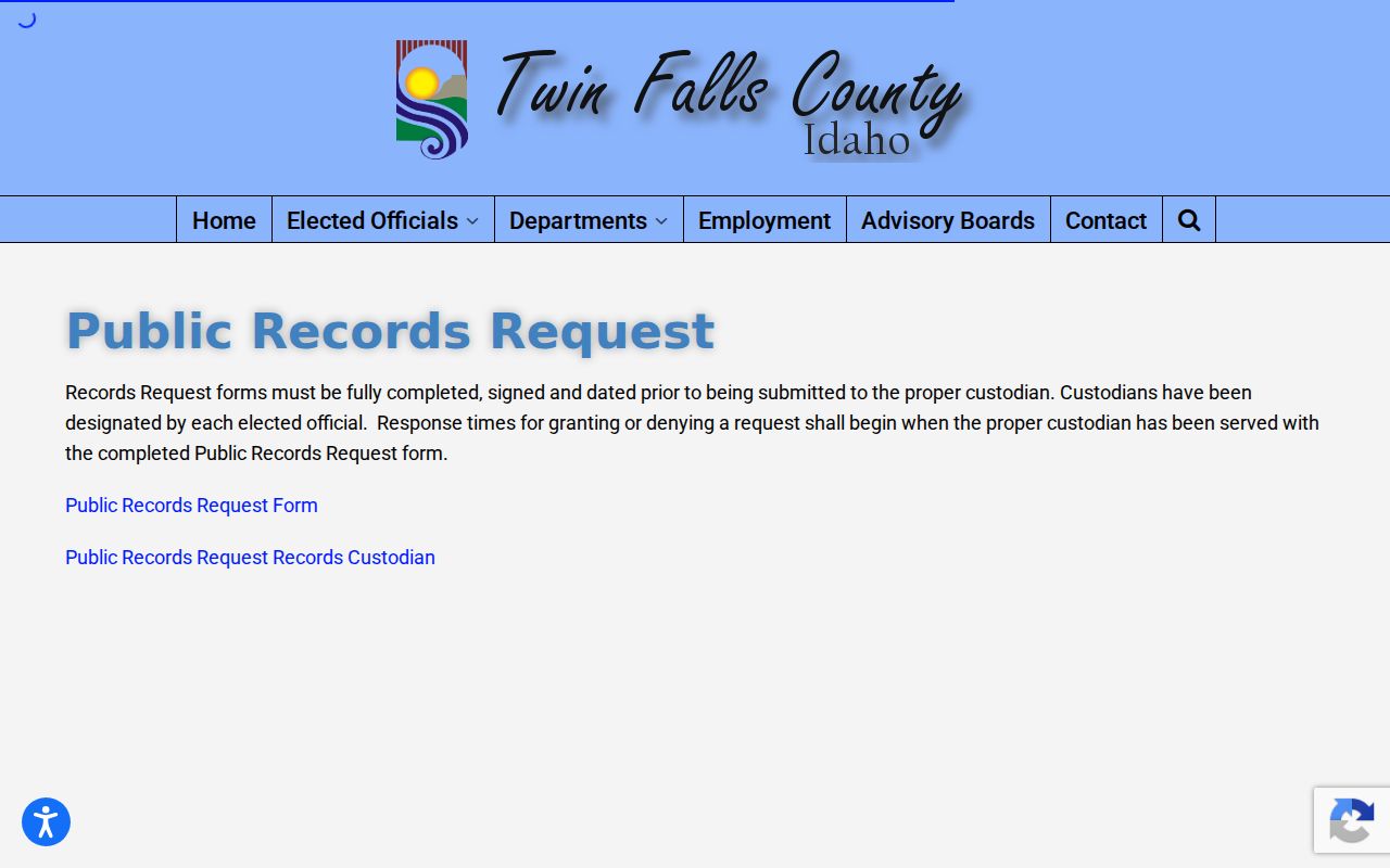 Twin Falls County criminal records public request instructions