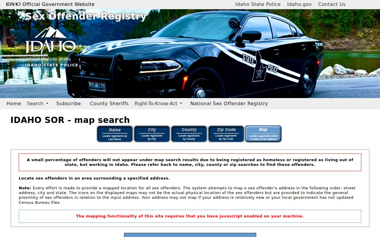 Twin Falls County sex offender radius map search